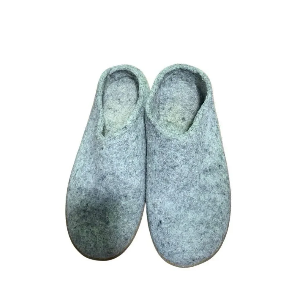 Glerups Gray Slip On Wool Slipper With Leather Bottom EU Size 43 Used